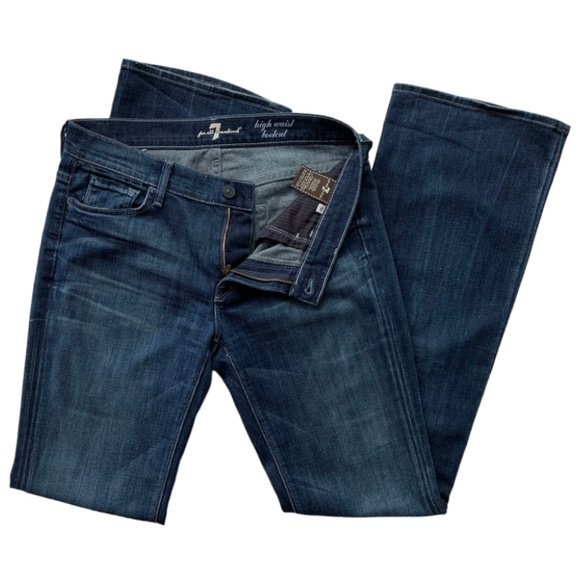 7FAM 90s high waist flare leg bootcut dark wash denim jeans - size 30 - Picture 5 of 11